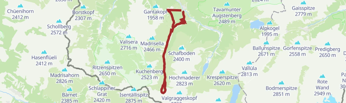Route map: Tübinger Hütte